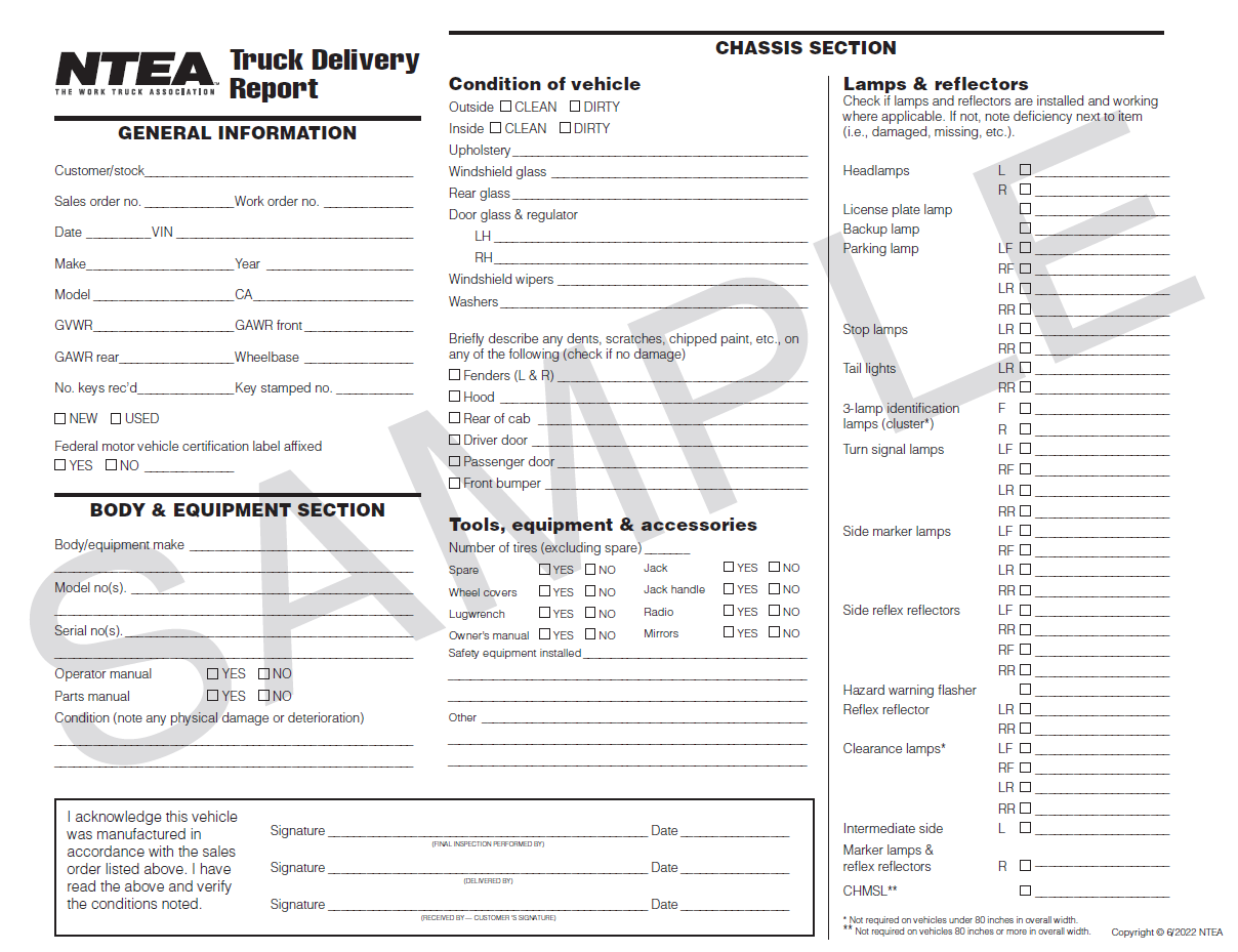 Truck Delivery Report (sample form)