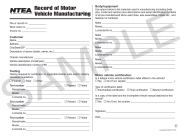Record of Motor Vehicle Manufacturing Sample Form